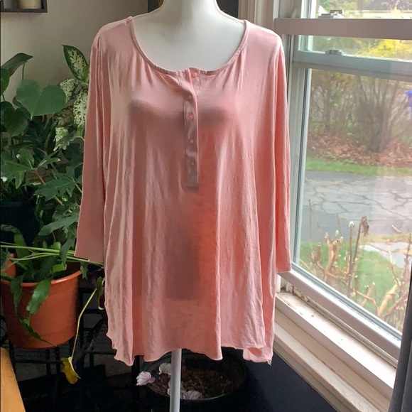 ellos Tops - Ellos mixed fabric Henley top